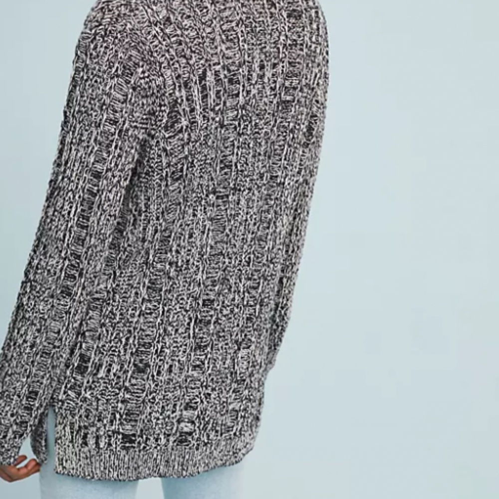 Anthropologie Tehama Marled Black & White Open Front Long Cardigan Sz M - Picture 2 of 14
